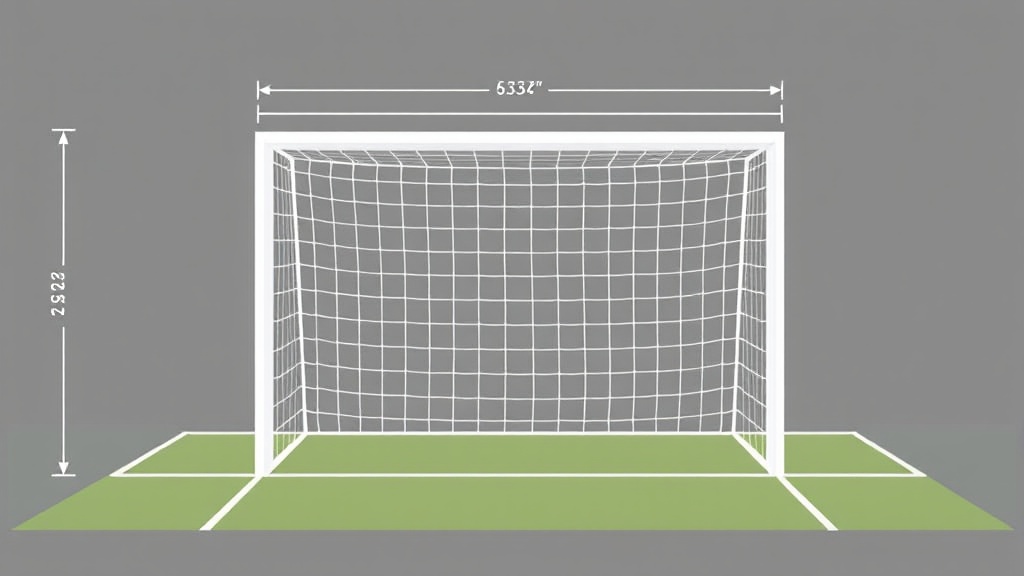 축구 골대의 정면 상세 치수와 크로스바, 골포스트의 구조가 표시된 다이어그램